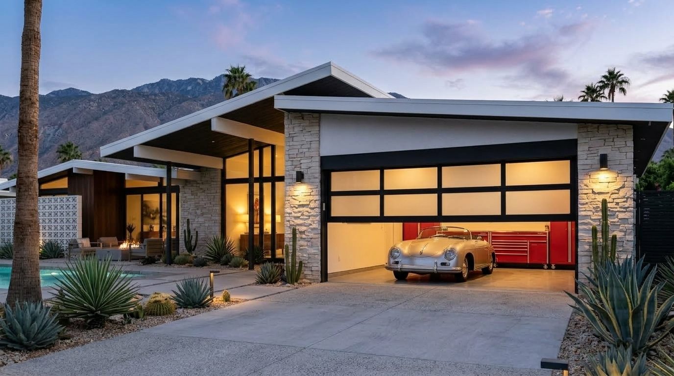 Hassan Khalil Garage Door Masters Garage Door Gliding Open Revealing Warm Illuminated Interior